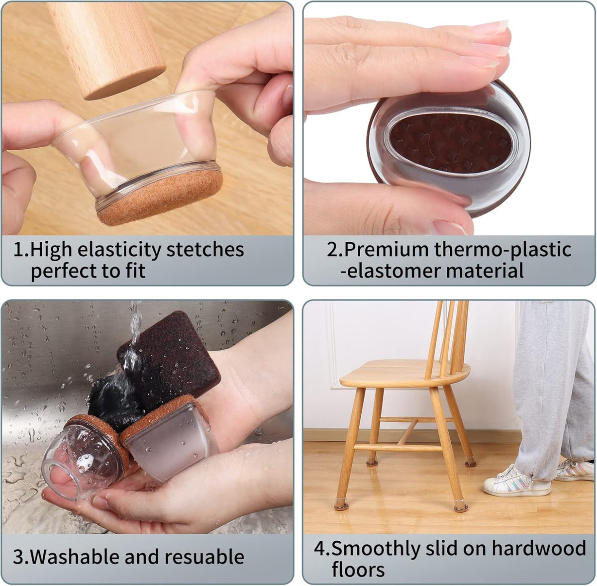 Ezprotekt 24 Pcs Extra Large Chair Leg Protectors with Felt, Round Chair Leg Caps, Floor Protectors