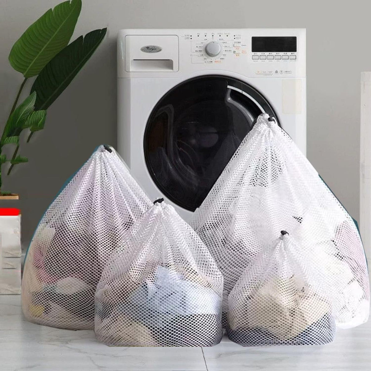 4Pcs Mesh Laundry Bags Washing Machine Mesh Wash Bags for Clothes,Underwear,Lingerie, Bed Linen