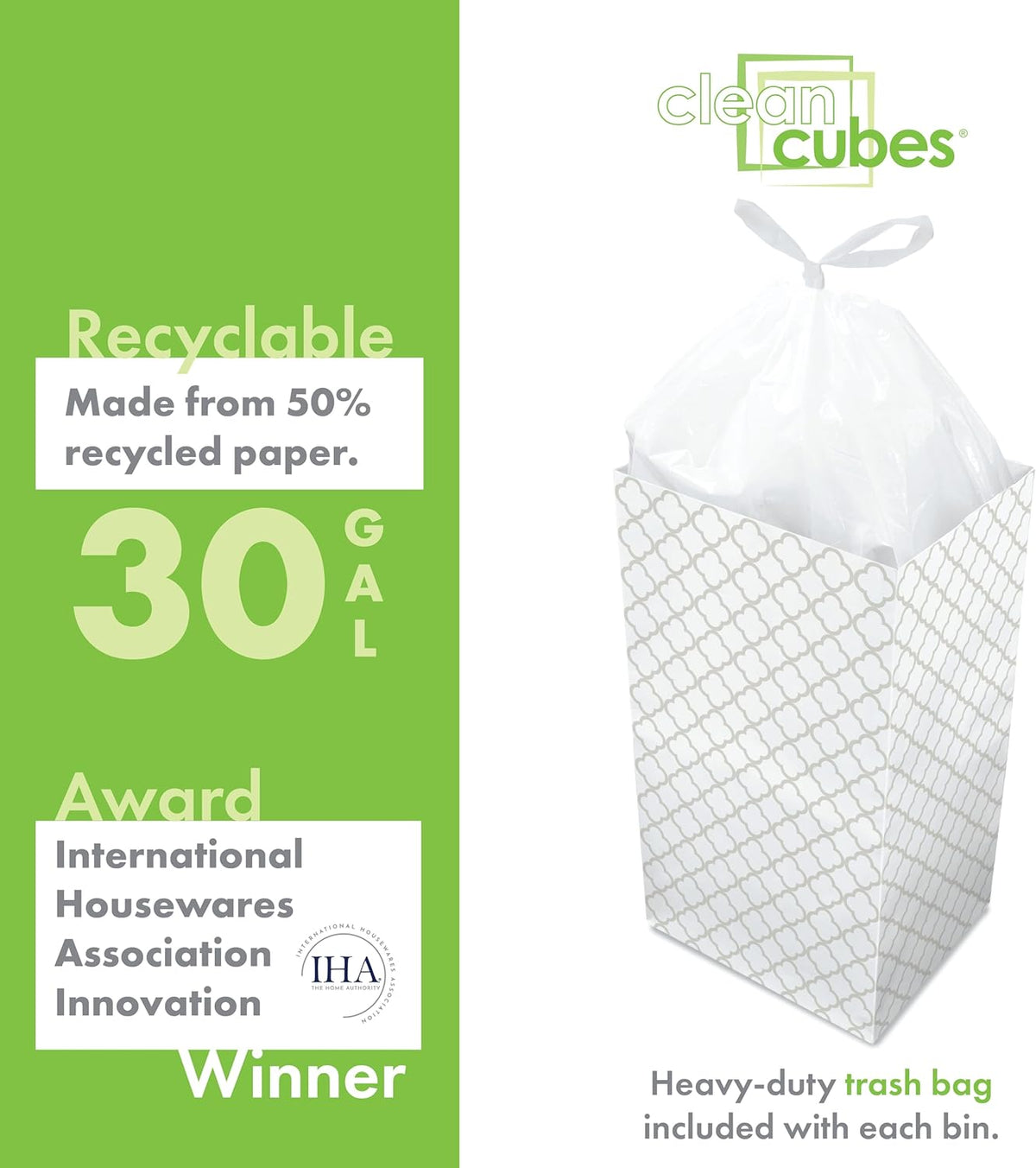 30 Gallon Disposable Pop-Up Trash Cans (3-Pack) with Fitted Bags – Foldable Garbage & Recycling