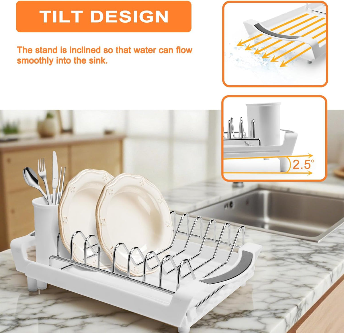 Dish Drying Rack Compact Expandable - A Space-Saving, Stainless Steel, Rust-Resistant Dish Drainer