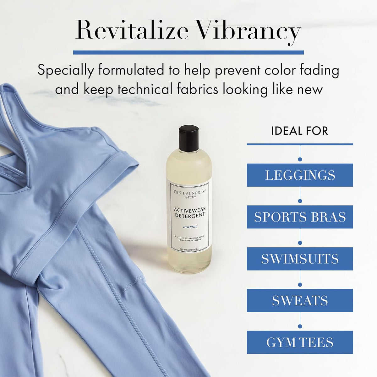 The Laundress Activewear Laundry Detergent, 32 Oz, Marine Fragrance, 4-in-1 Enzyme Blend for