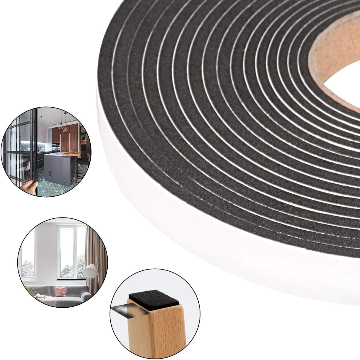 Foam Seal Tape 26 Feet Long, 1/2 Inch Wide x 1/8 Inch High Density Foam Strip Weather Stripping for