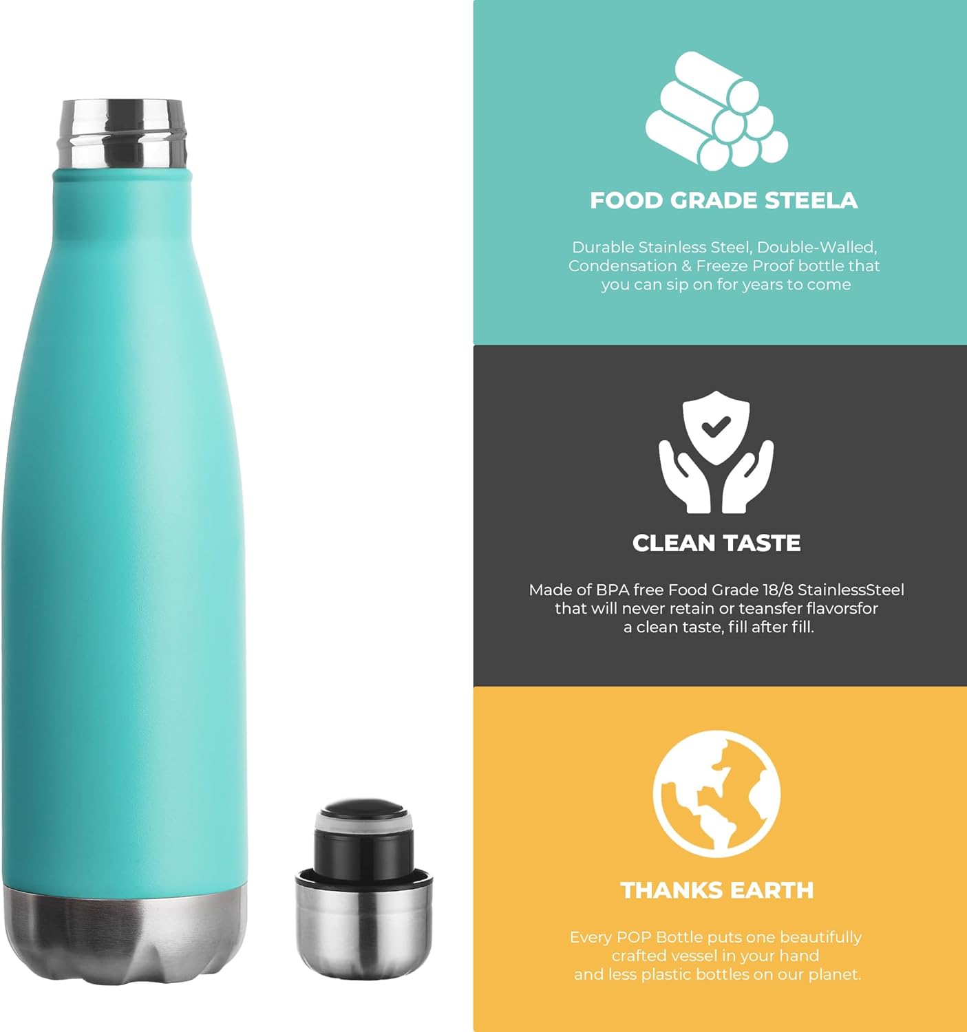MEWAY 17oz Sport Water Bottle 4 Pack Vacuum Insulated Stainless Steel Leak-Proof Double Wall Cola