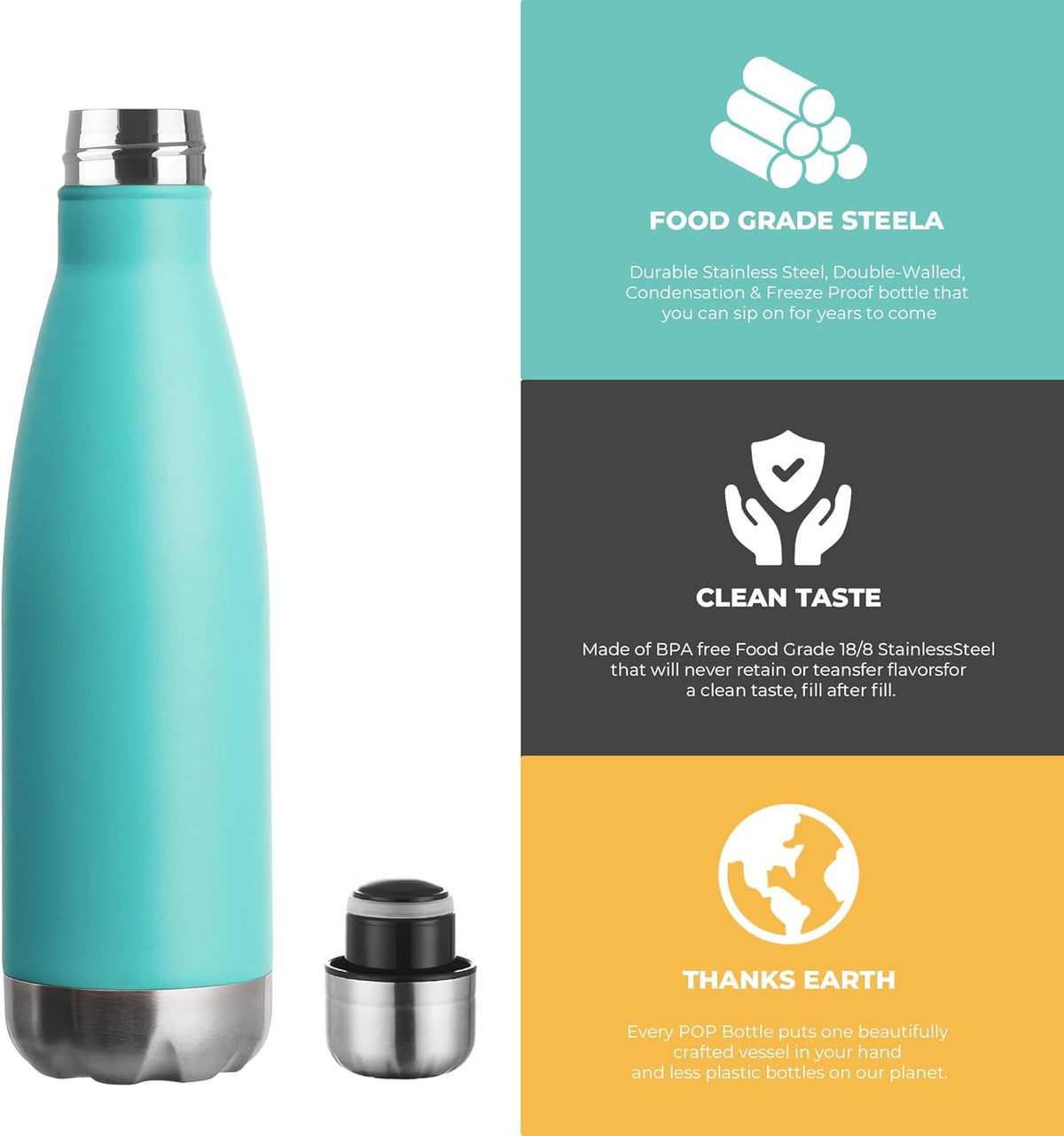 MEWAY 17oz Sport Water Bottle 12 Pack Vacuum Insulated Stainless Steel Leak-Proof Double Wall Cola