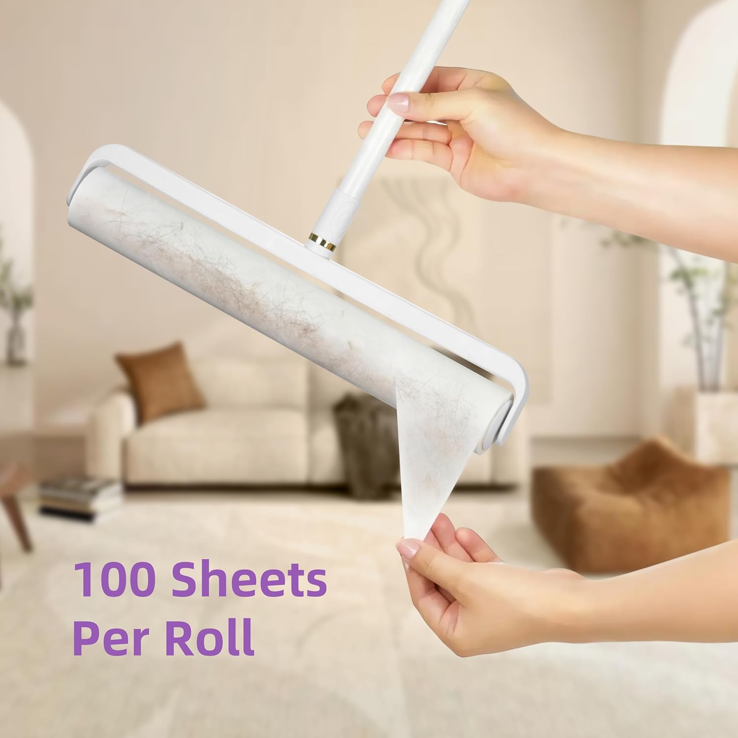 14.17" Extra-Wide Lint Roller Kit with 5 Refills & Dust Cover | Reusable Pet Hair Remover for