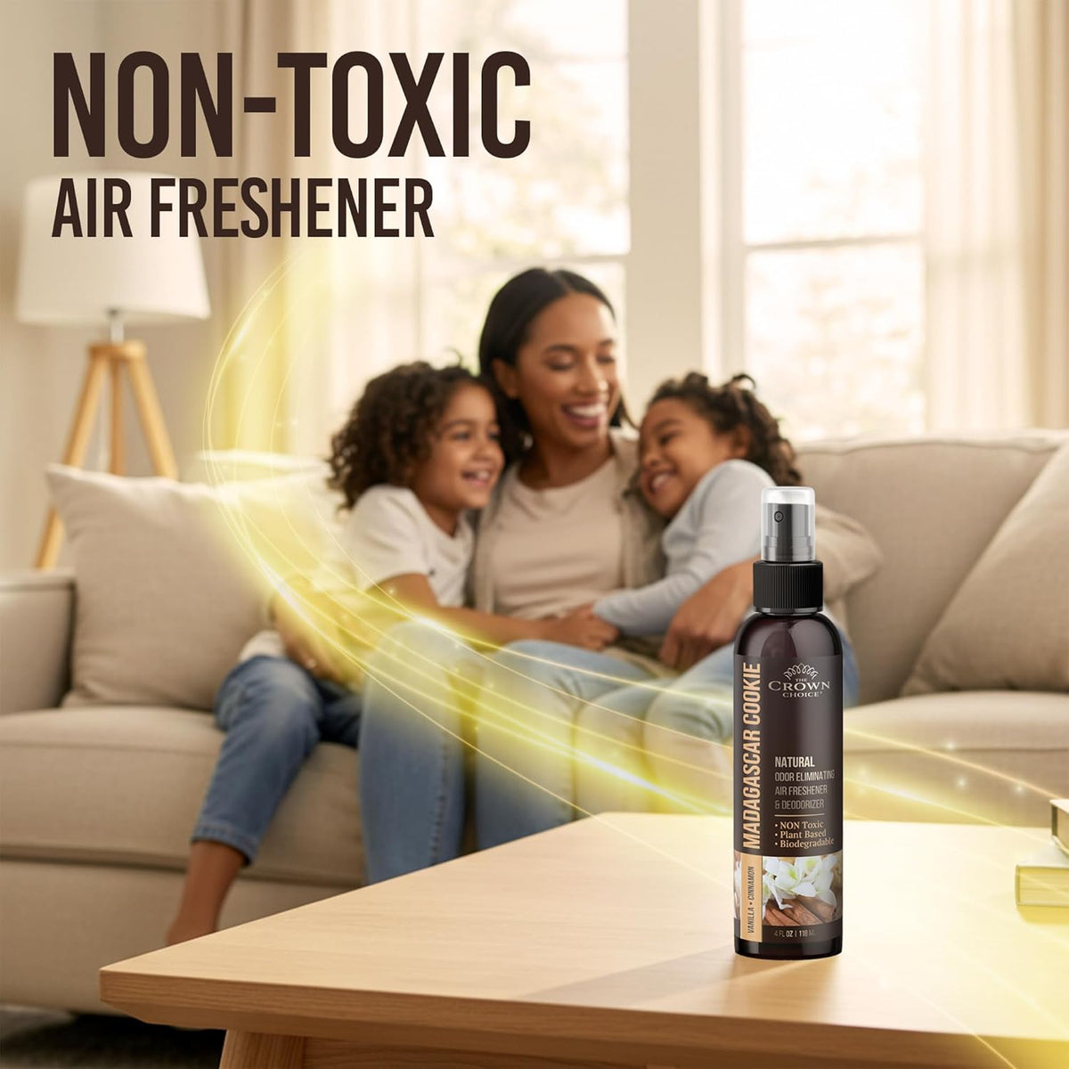 Non-Toxic Odor Eliminator, Natural Vanilla & Cinnamon Air Freshener Spray for Home, Room, Closet &