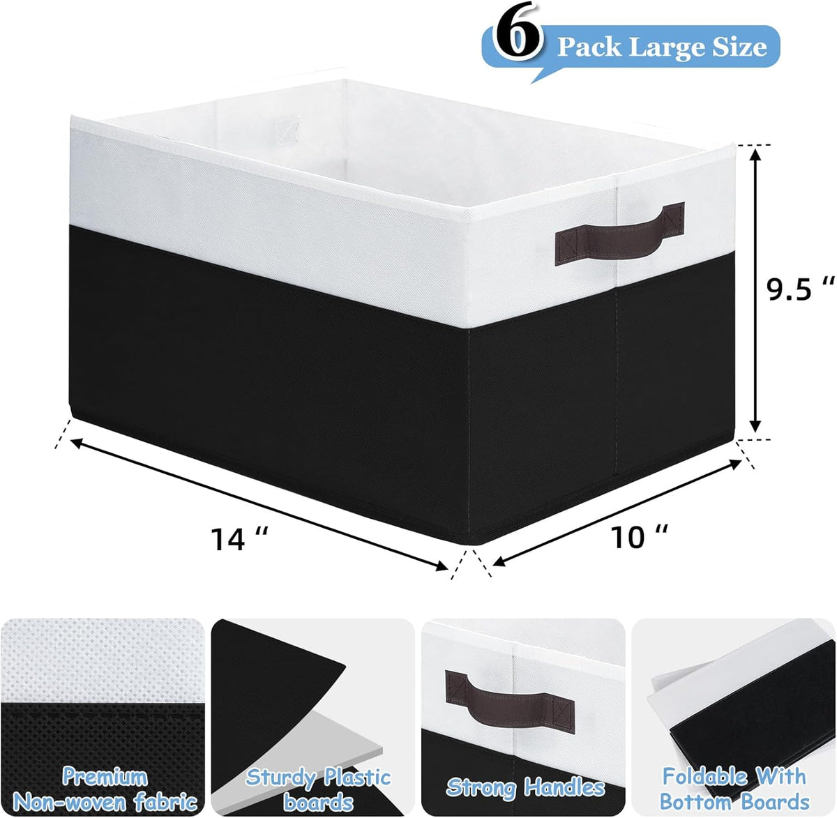Criusia 6 Pack Closet Organizers and Storage Bins, Cute Dorm Room Essentials for Clothes Beddings
