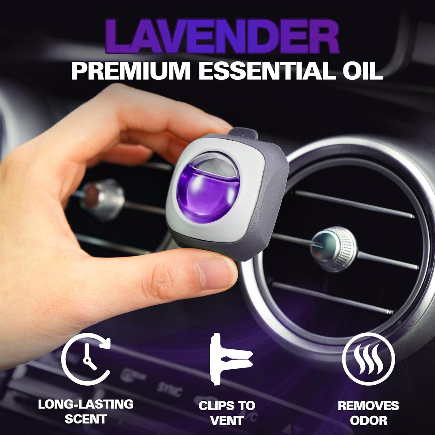 Air Jungles Lavender Scent Car Air Freshener Clip, 6 Vent Clips, 4ml Each, Long Lasting Air