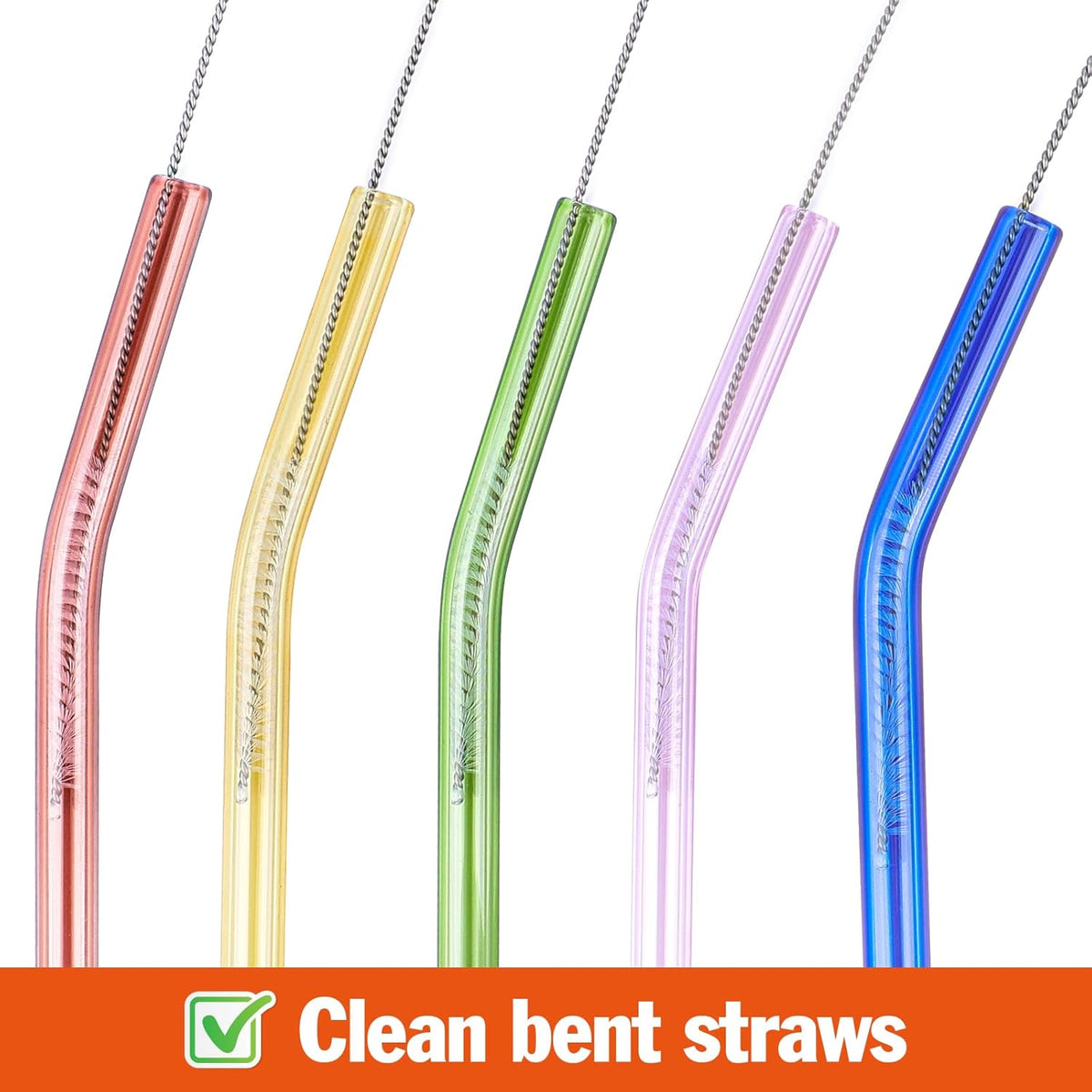 AZEN 15 Pack Straw Cleaner Brush Set, 12 inch Extra Long, 5 Different Diameters Reusable Cleaning