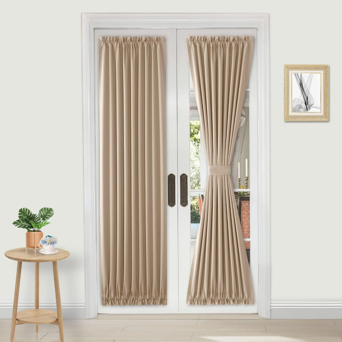 DWCN French Door Curtains – Rod Pocket Thermal Blackout Curtain for Doors with Glass Window