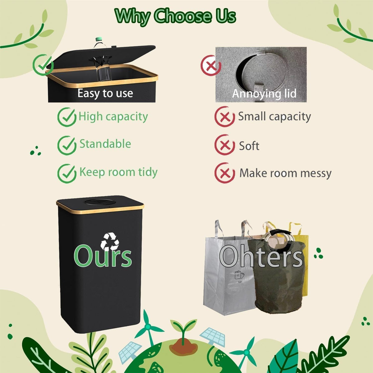 Recycling Bin for Kitchen Indoor Home, Large 100L/ 26 Gallon Recycle Bin with Lid Removeable