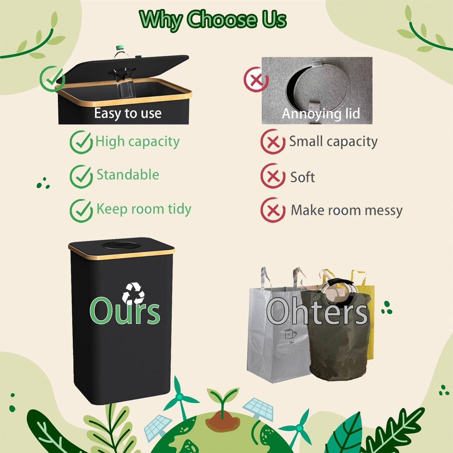 Recycling Bin for Kitchen Indoor Home, Large 100L/ 26 Gallon Recycle Bin with Lid Removeable