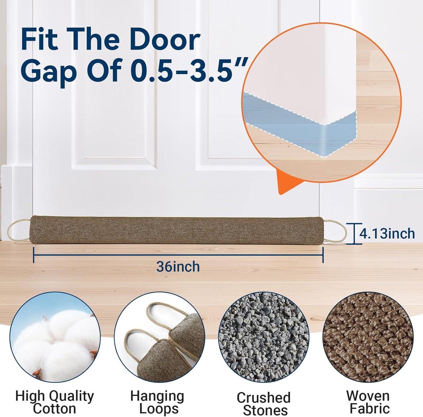Door Draft Stopper for Bottom of Door, 36’’ Heavy Duty Under Door Draft Blocker Gap Filler, Door