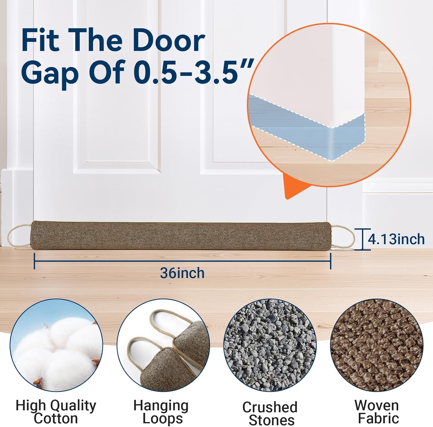 Door Draft Stopper for Bottom of Door, 36’’ Heavy Duty Under Door Draft Blocker Gap Filler, Door