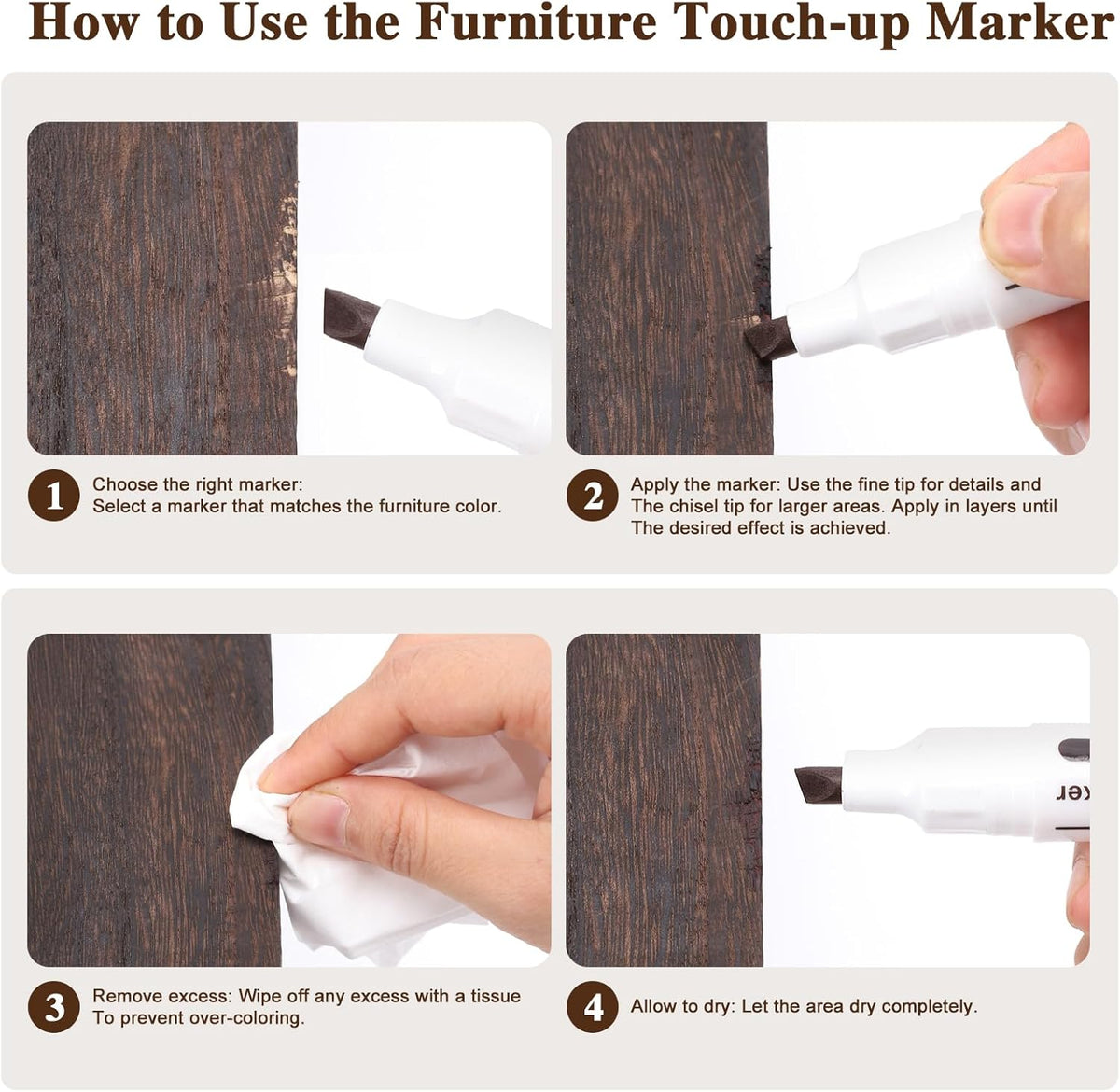 Dual Tip Furniture Markers Touch Up,Upgrade 13 Pcs Wood Markers Furniture Repair Kit,Touch Up Paint