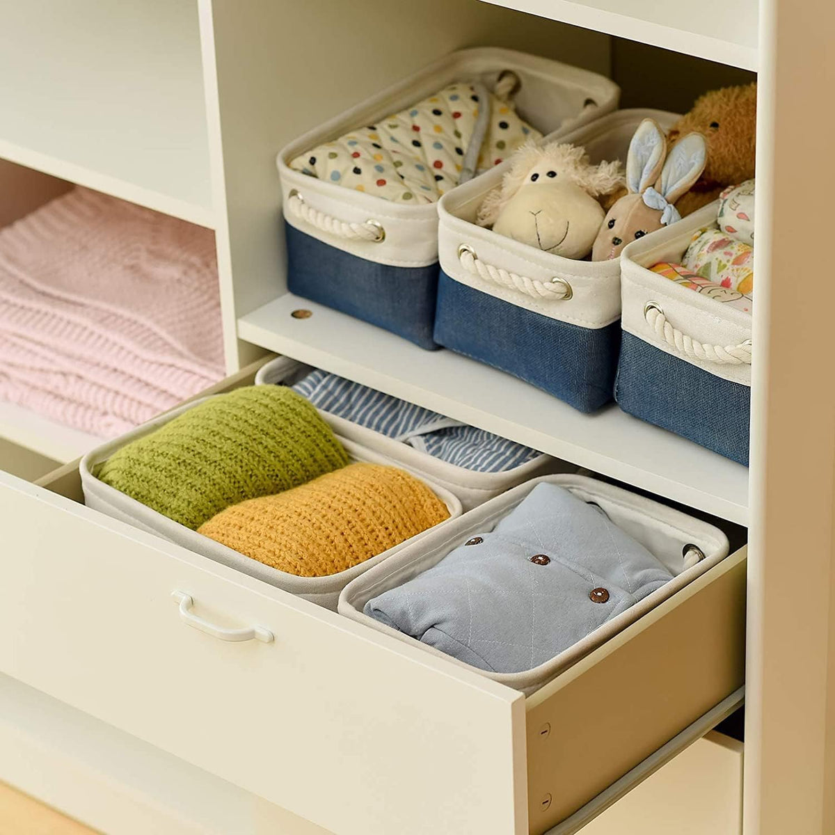 TheWarmHome Storage Basket for Organizing - Small 12x8x5.2 inch 6 Pack Collapsible Storage Bin for