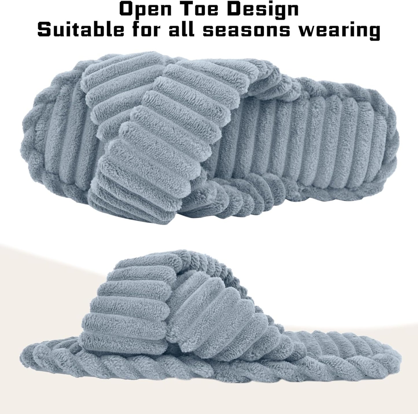 ZOORON Women's Cozy Slippers Crossbands & Durable Foam - Soft Plush Lined Non-Slip Indoor Outdoor