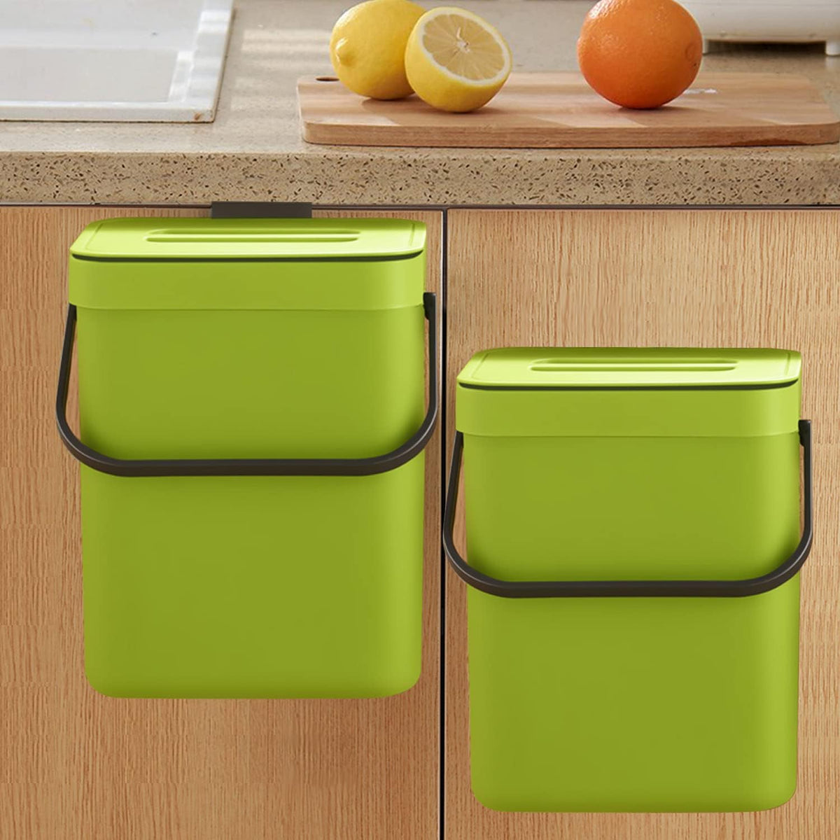 LALASTAR Small Plastic Trash Can, Hanging Small Trash Can with Lid Under Sink for Kitchen, Food