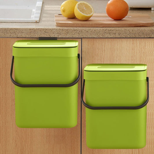 LALASTAR Small Plastic Trash Can, Hanging Small Trash Can with Lid Under Sink for Kitchen, Food