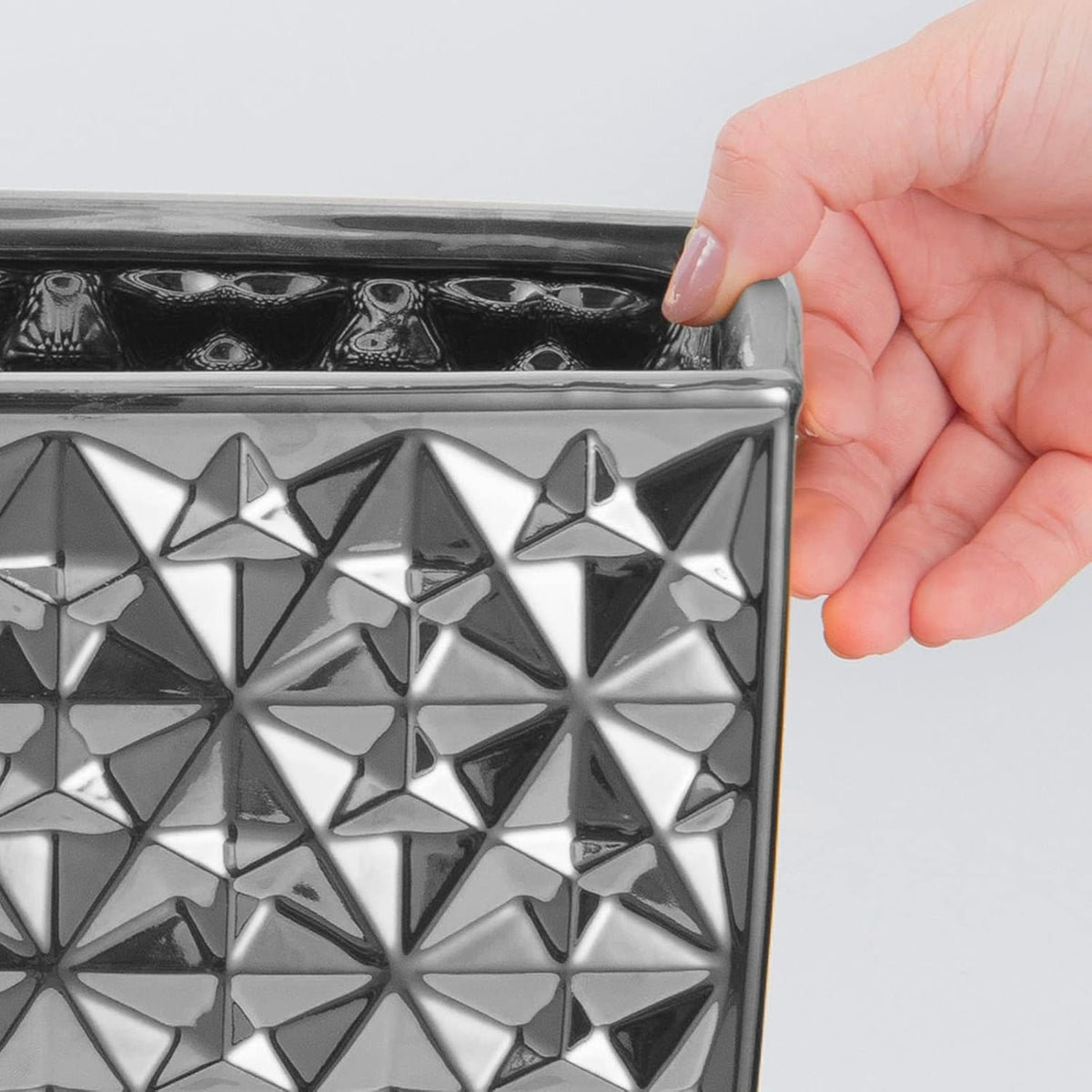 Ceramic Rectangular Small Trash Can - Wastebasket, Garbage Container Bin for Bathroom, Bedroom