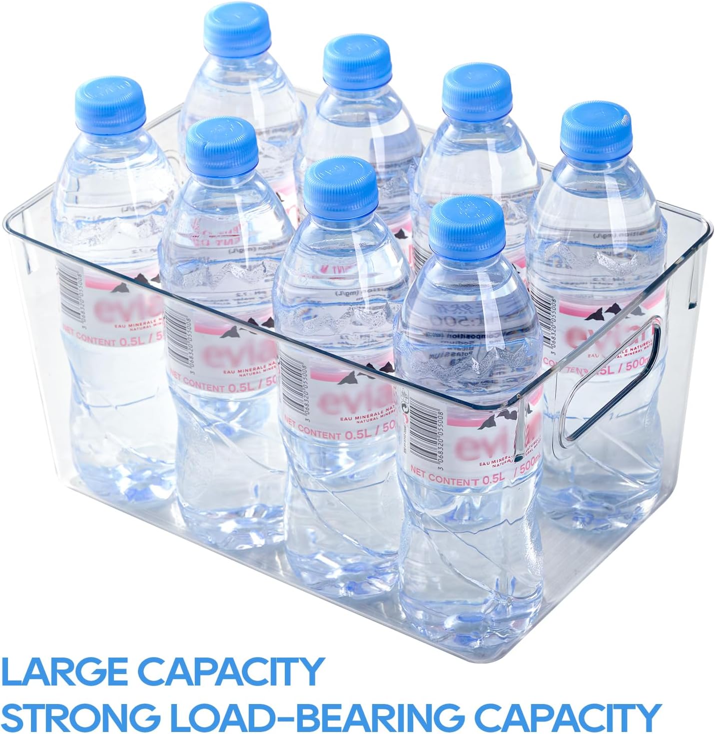 JollyPack 4 Pack Clear Plastic Storage Bins, Pantry Organizers and Storage with Handles, Clear