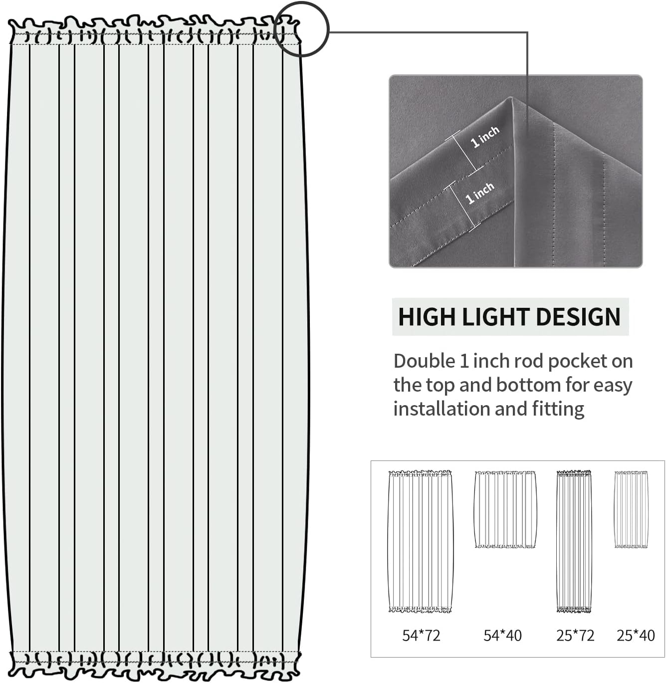 DWCN French Door Curtains – Rod Pocket Thermal Blackout Curtain for Doors with Glass Window