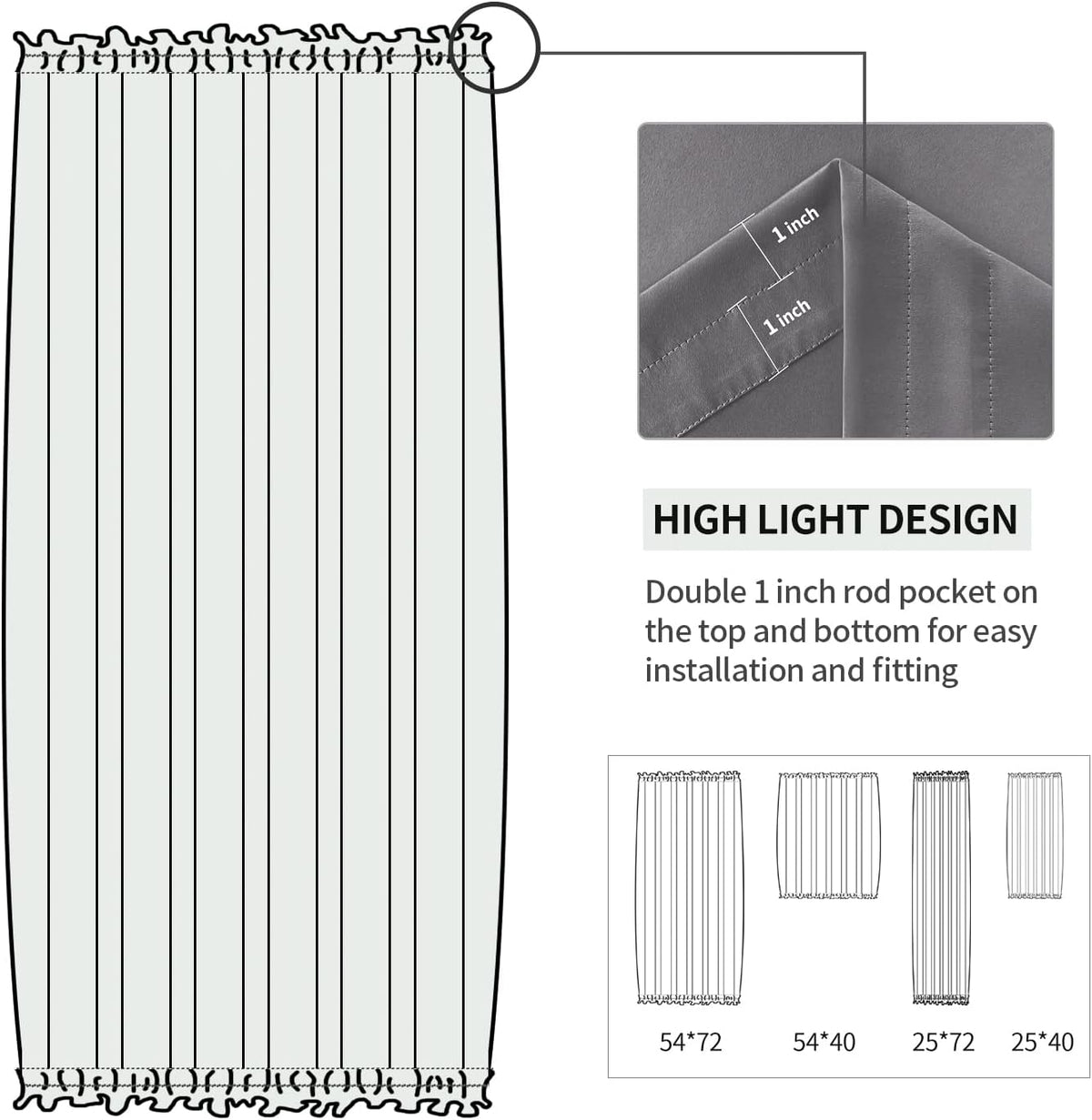 DWCN French Door Curtains – Rod Pocket Thermal Blackout Curtain for Doors with Glass Window