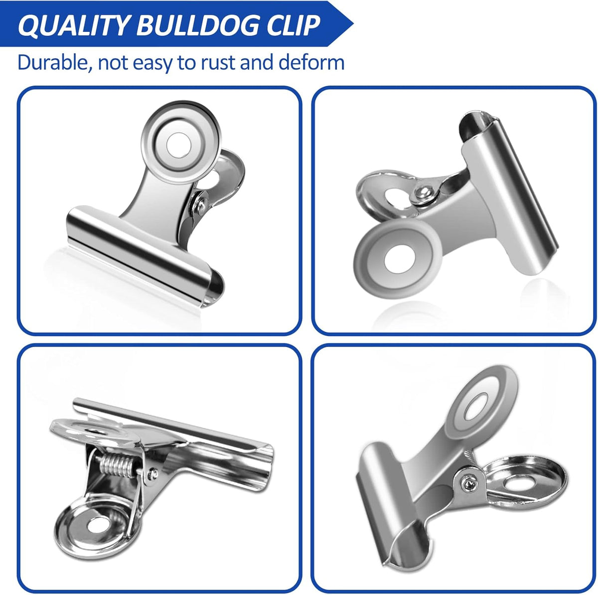 30 Pack Small Bull Clips 0.87 Inch Mini Metal Hinge Clips Binder Paper Hinge Clip for Office, Home