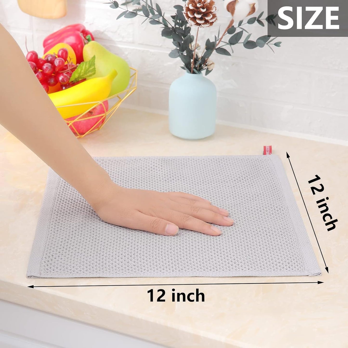 Homaxy 100% Cotton Waffle Weave Kitchen Dish Cloths, Ultra Soft Absorbent Quick Drying Dish Towels