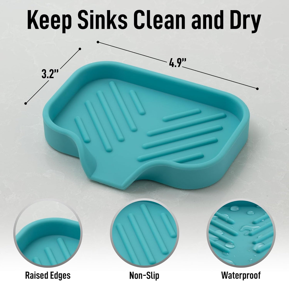 Zulay Kitchen Small Silicone Sponge Holder (4.9x3.3”) – Space-Saving Sink Organizer Tray for