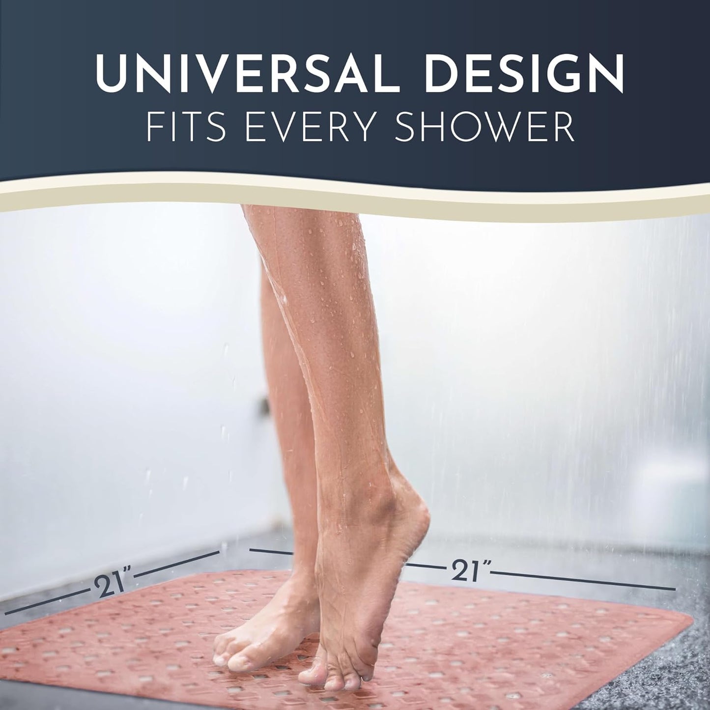 Homerella Anti Slip Shower Mat | Anti Mold Non Slip Bathtub Mat for Inside Shower | Square Floor