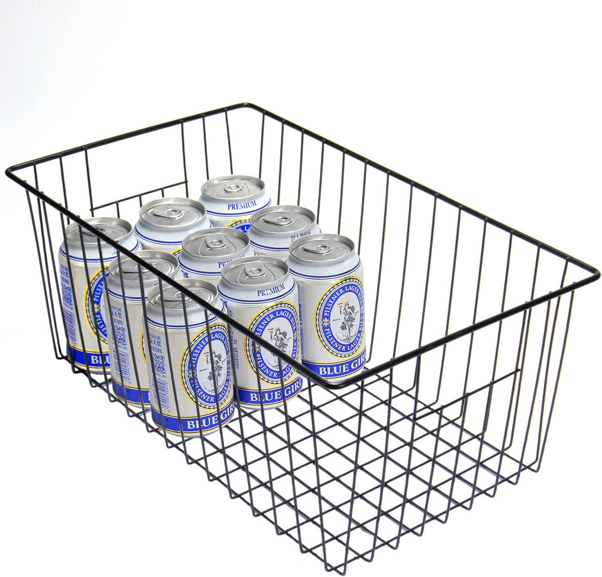 16" L x 12" W Wider Freezer Storage Organizer Baskets Container, Deep Metal Wire Chest Upright