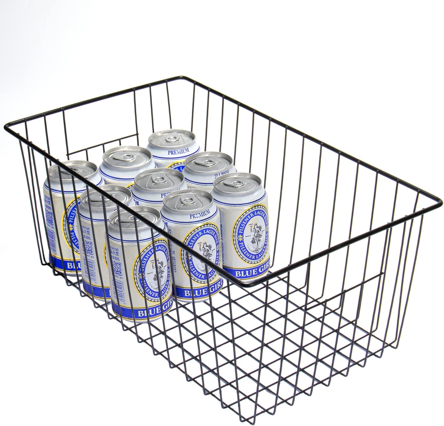 16" L x 12" W Wider Freezer Storage Organizer Baskets Container, Deep Metal Wire Chest Upright