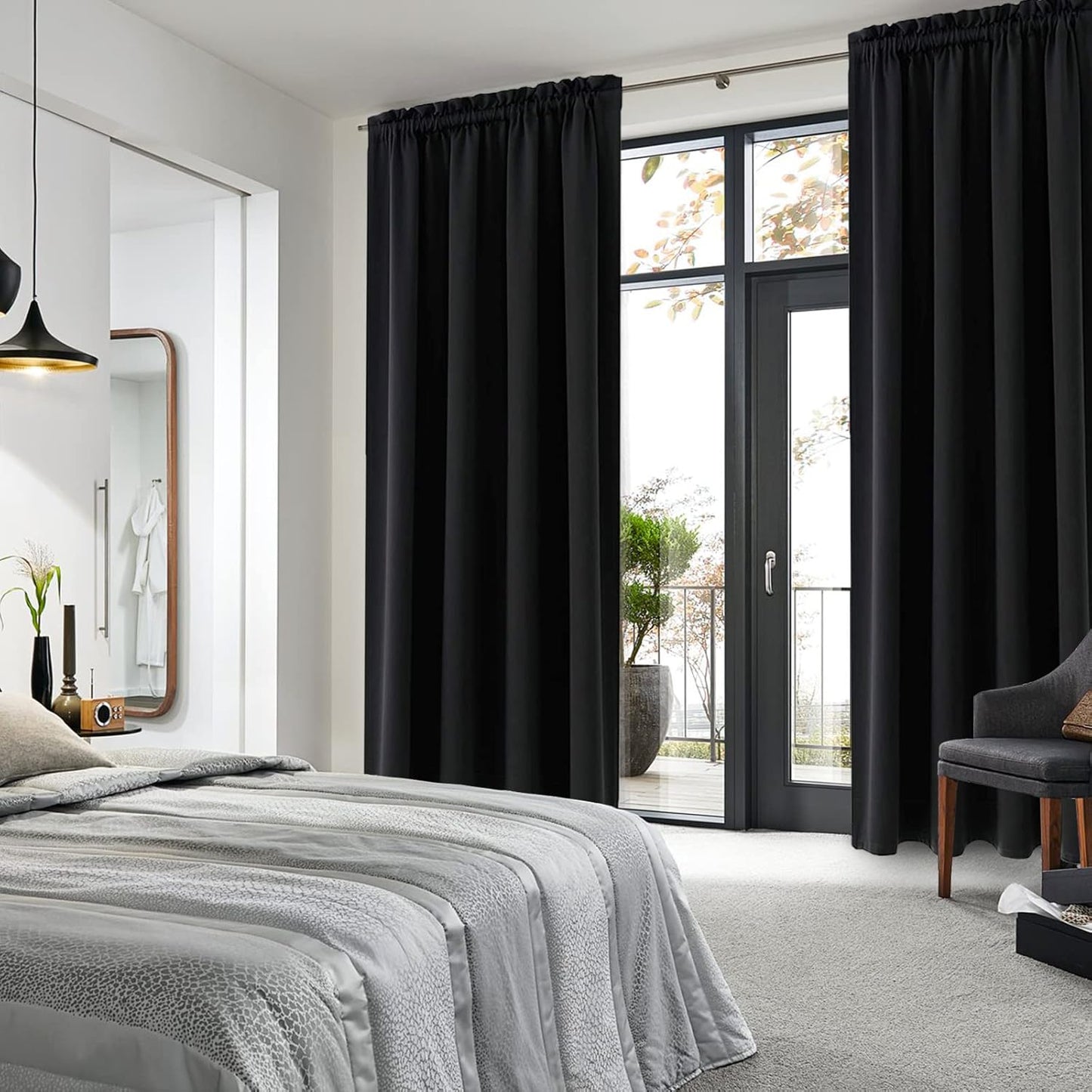 DWCN Blackout Curtains Room Darkening Thermal Insulated Bedroom Curtains Window Curtain Panels, 52