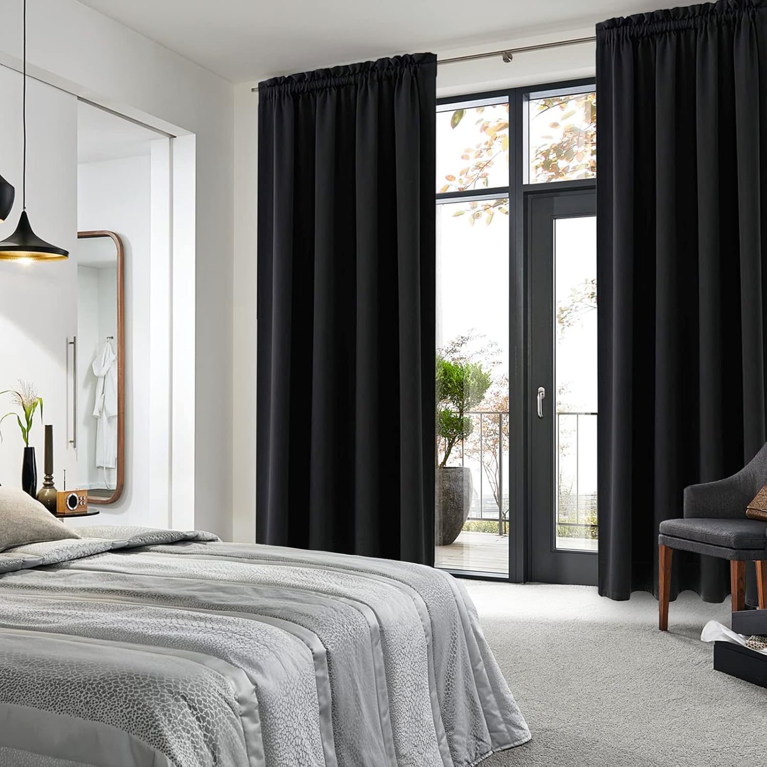 DWCN Blackout Curtains Room Darkening Thermal Insulated Bedroom Curtains Window Curtain Panels, 52