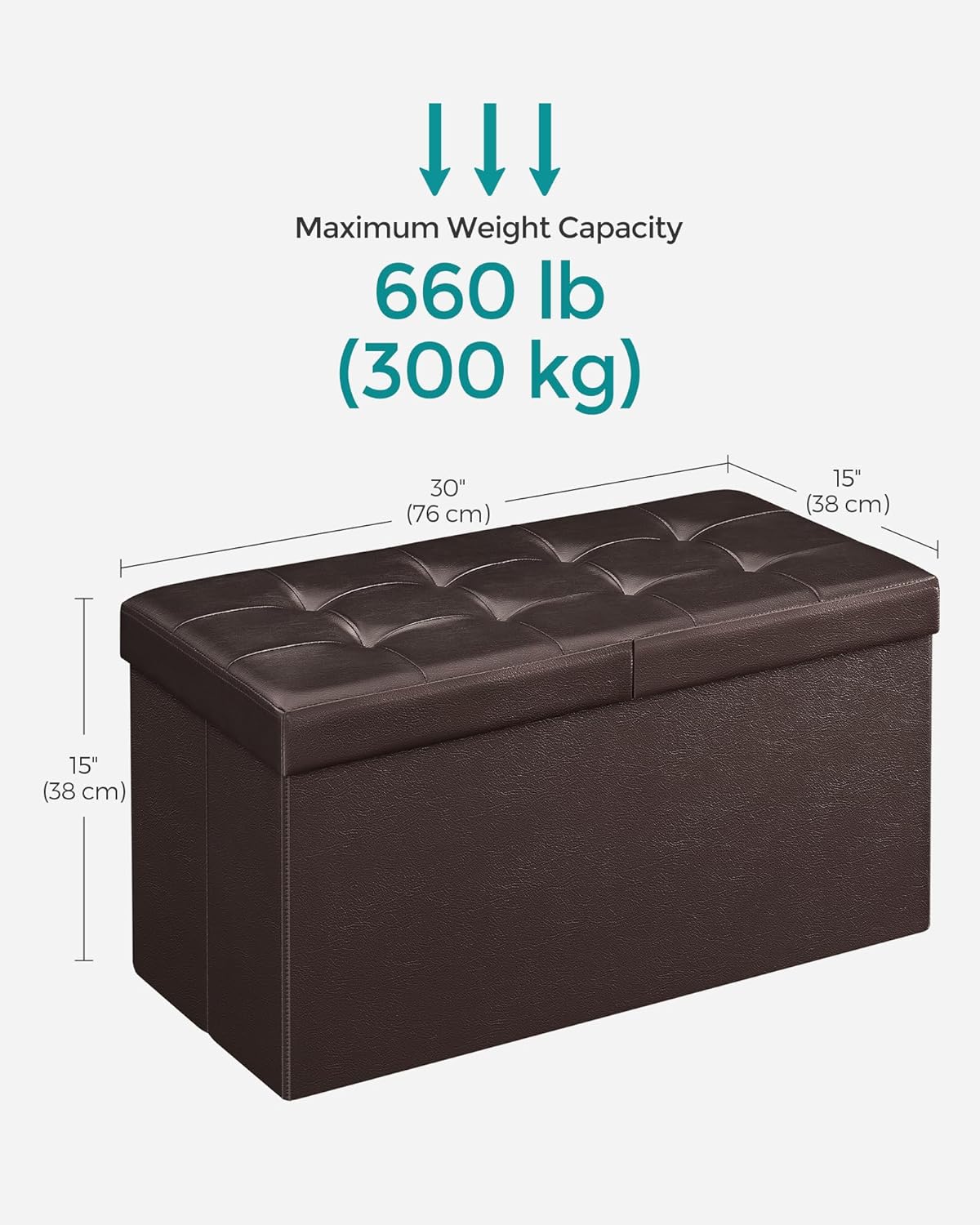 SONGMICS MAZIE Collection - 30 Inches Storage Ottoman Bench with Flipping Lid, Storage Chest
