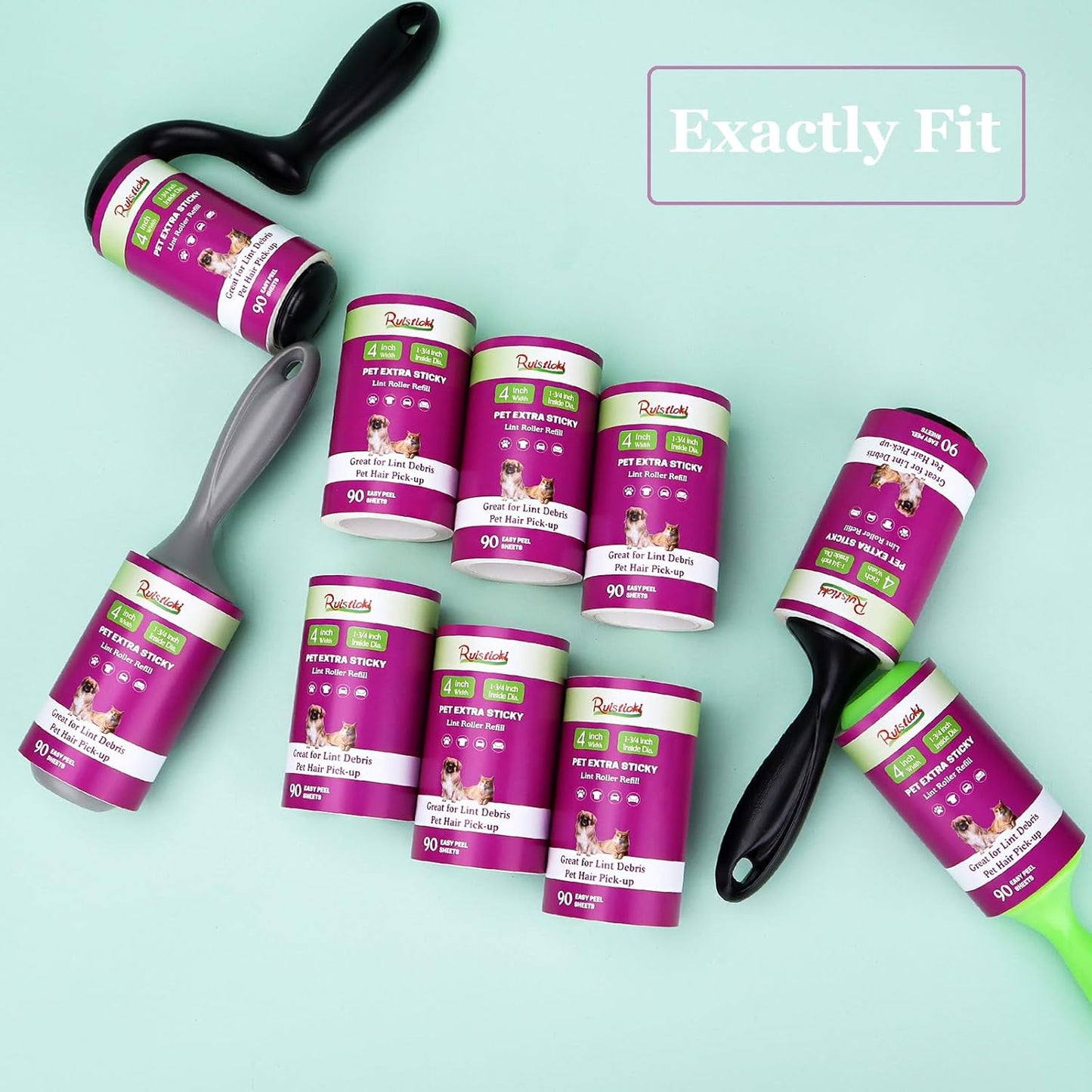4 inch Lint Roller Refills Only Compatible with Scotch-Brite Pet Hair Pickup Extra Sticky Lint
