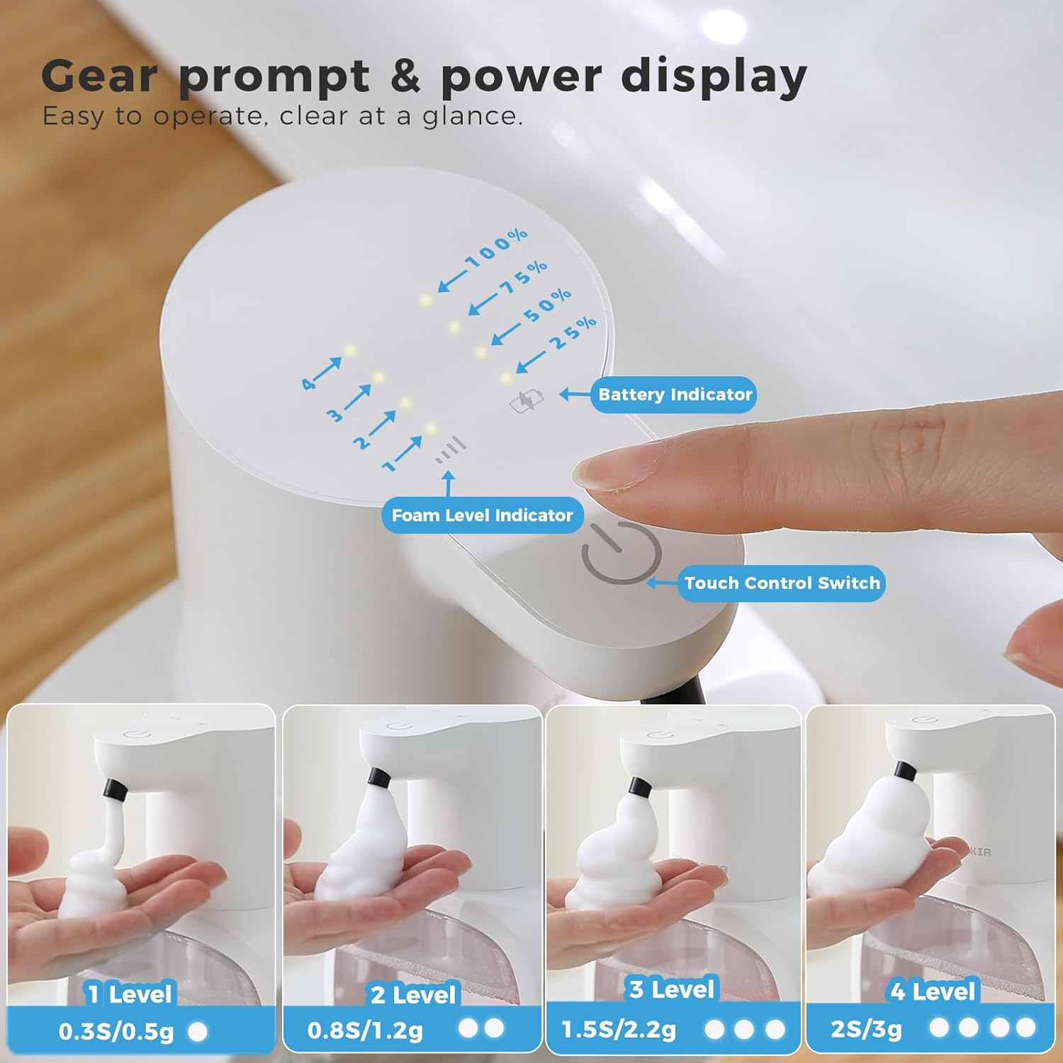 Automatic Foaming Soap Dispenser, 17oz/500ml Touchless Rechargeable with 4-Level Adjustable & IPX5