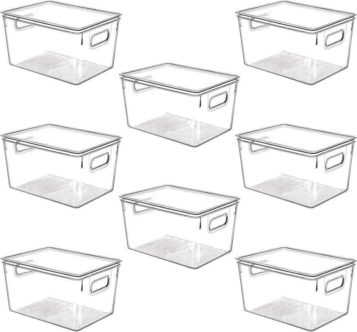 Clear Plastic Stackable Storage Bins with Lids, Pantry Organizers and Storage Containers Fridge