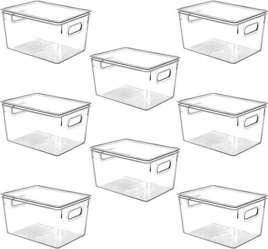 Clear Plastic Stackable Storage Bins with Lids, Pantry Organizers and Storage Containers Fridge