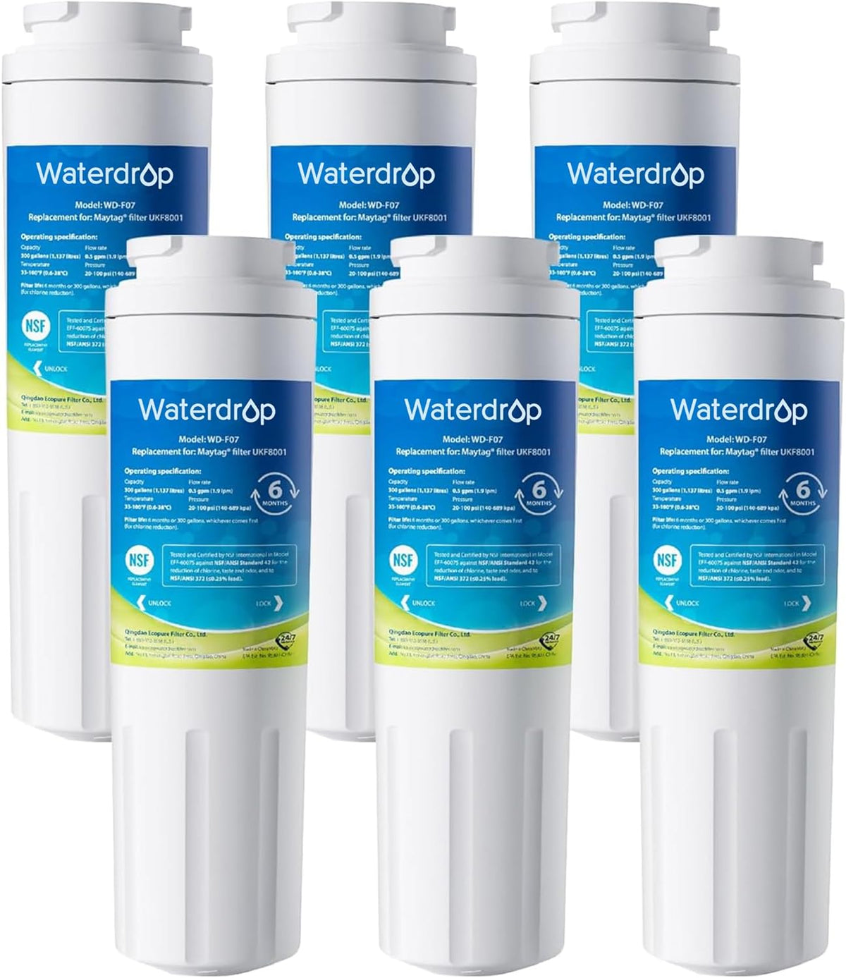 Waterdrop EDR4RXD1 Replacement for EveryDrop® Filter 4, Whirlpool® UKF8001, 4396395, Maytag®