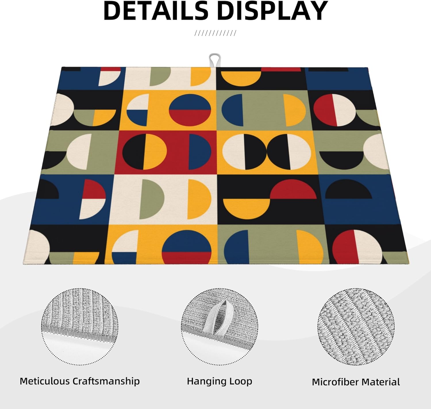 Retro Mid Century Modern Kitchen Drying Mat Microfiber Dish Drainer Mat for Kitchen Counter