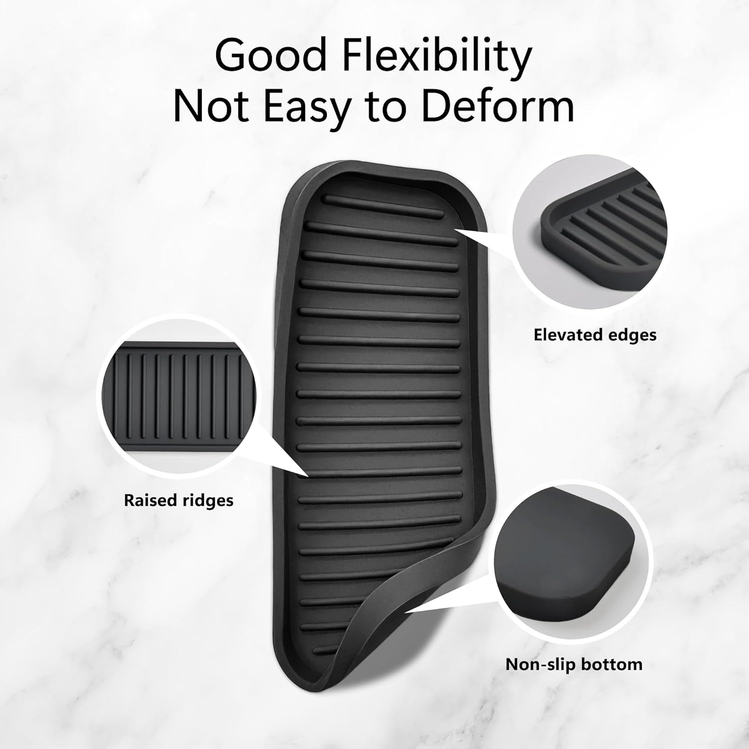 Silicone Sponge Holder Kitchen Sink Organizer Tray Dish Caddy Soap Dispenser, Scrubber Spoon