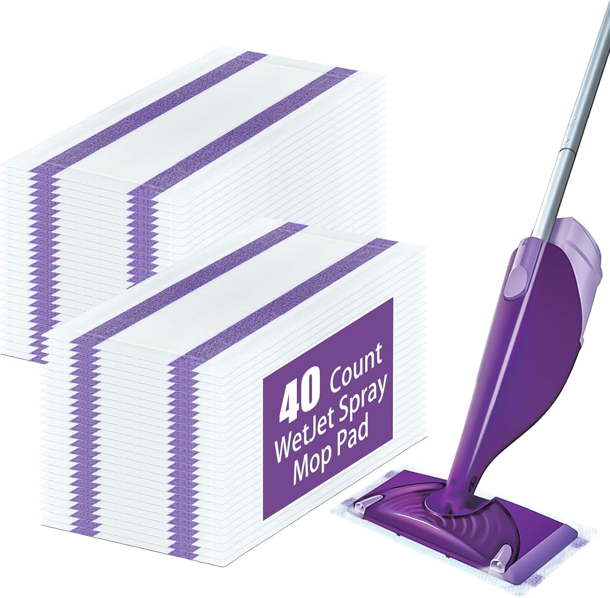 40 Pack Disposable Mop Pad Refills for Swiffer Wet Jet ，Dry&Wet Mopping Pad Compatible with Swiffer