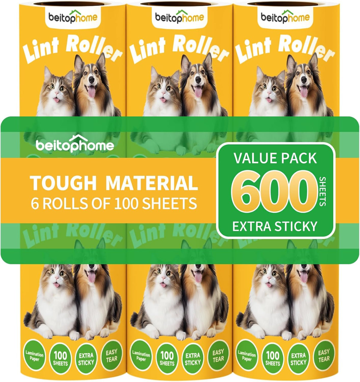Lint Roller Refills Only, 600 Sheets Lint Rollers with Tough Paper, Ideal for Dog and Cat Hair