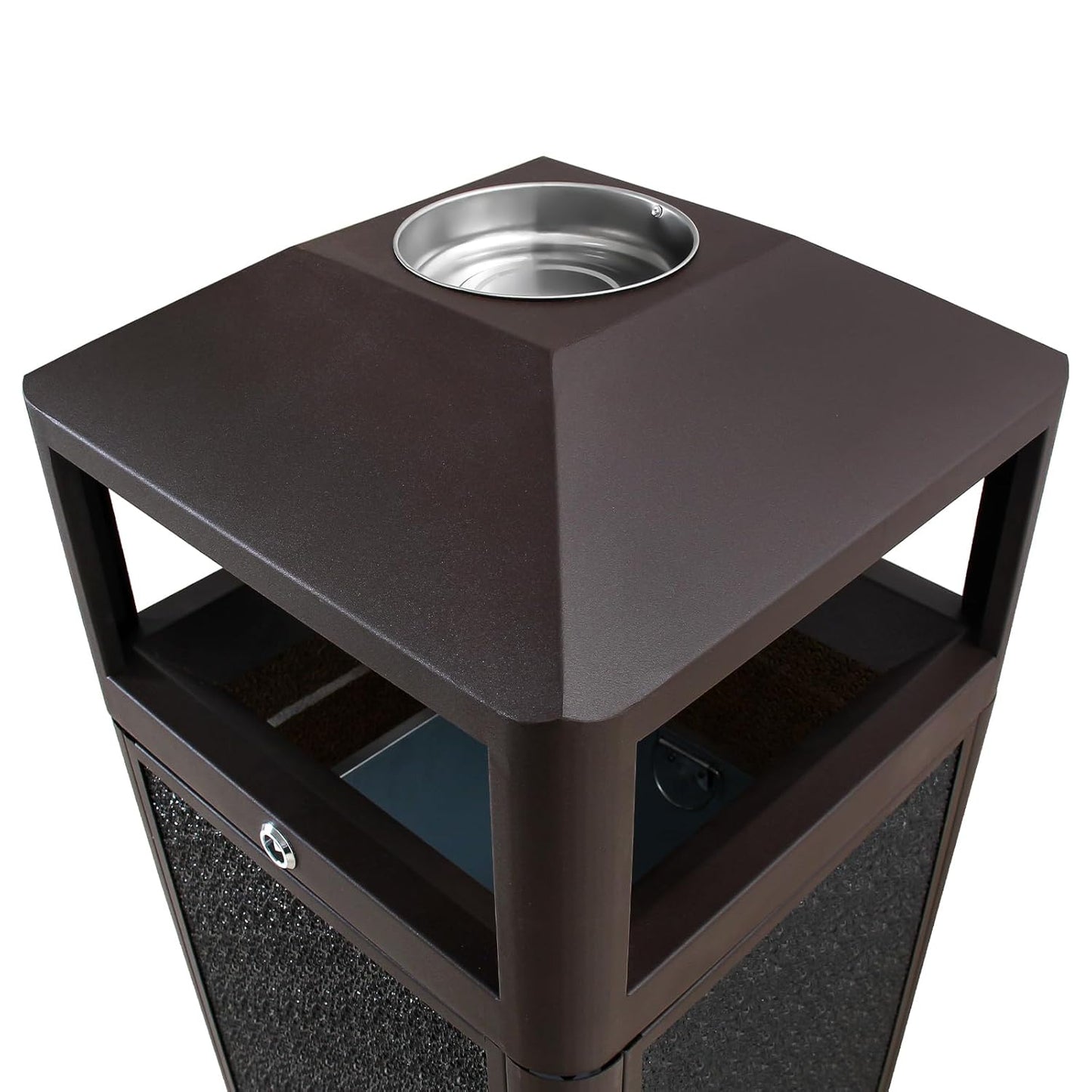 Square Waste Container with Dome Lid | Commercial Outdoor Garbage and Trash Container,Coffee 15