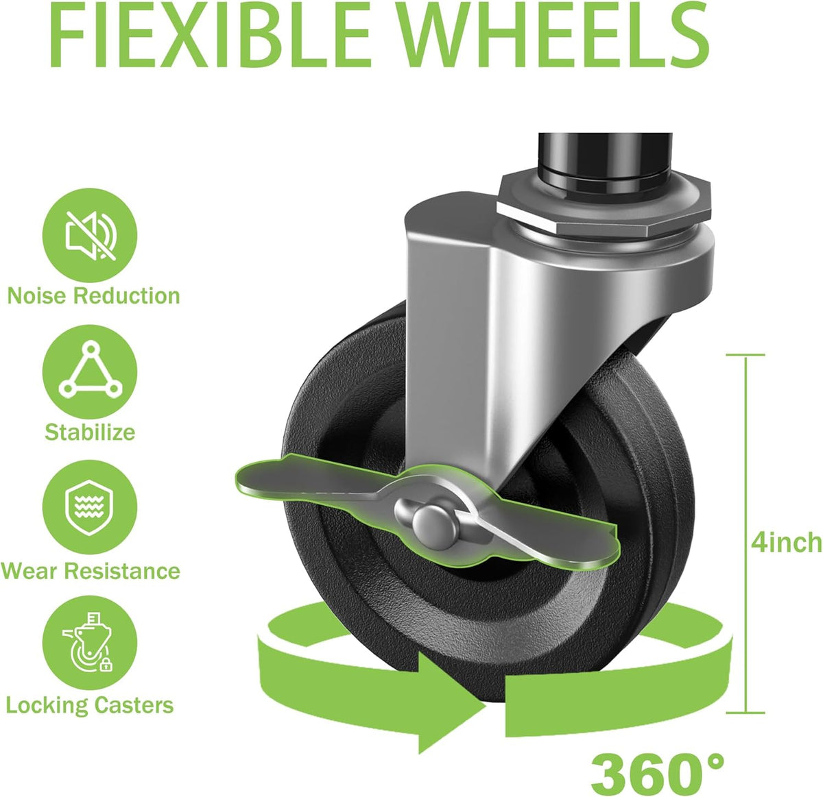 3 Tier Metal Cart with Wheels, Heavy Duty Utility Rolling Cart 1050lbs, Commercial Grade Kitchen