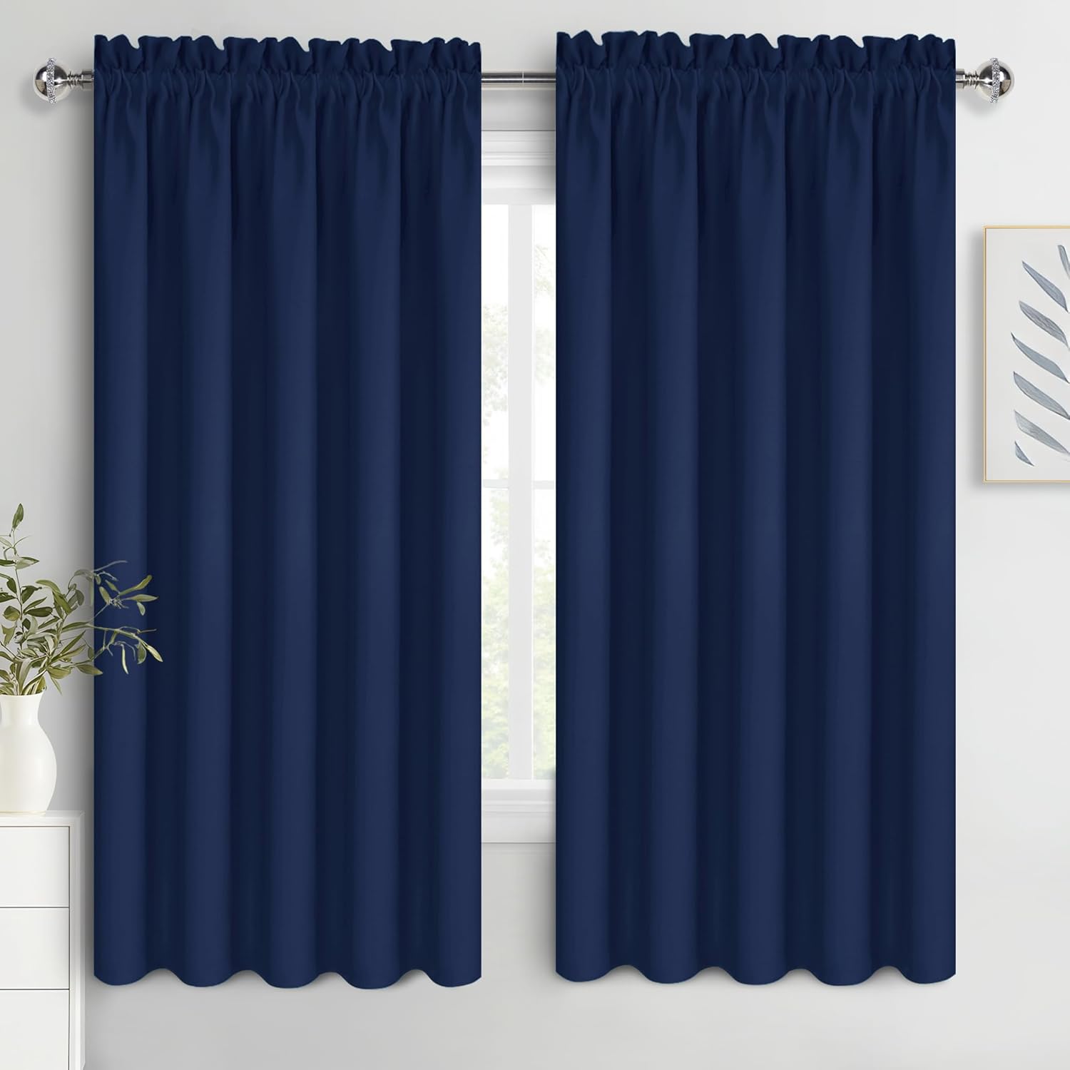 DWCN Bedroom Blackout Curtains 60 x 63 Inches Length 2 Panels Set, Solid Thermal Insulated Energy