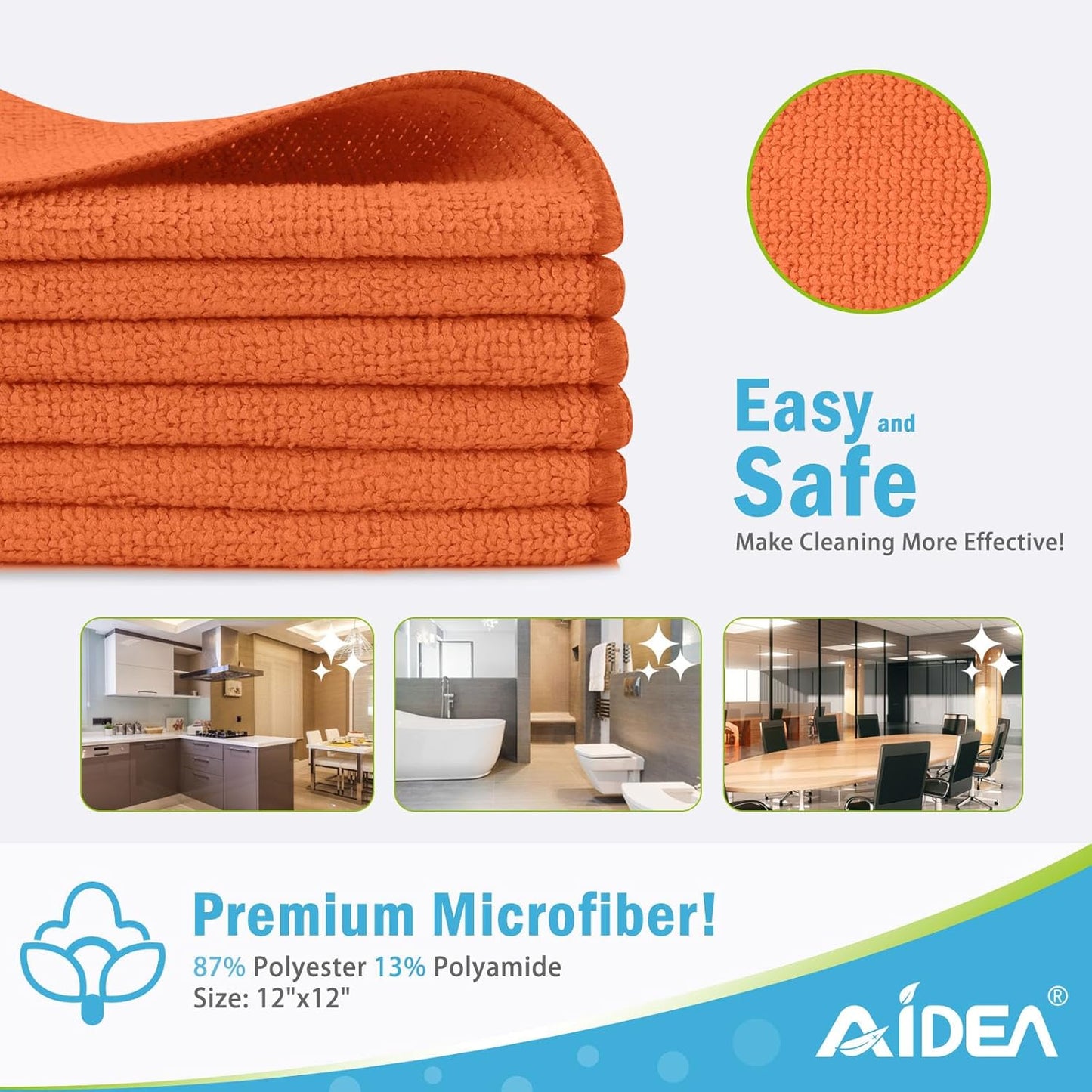 AIDEA Microfiber Cleaning Cloth-12PK, Soft Microfiber Towels for Cars, Absorbent Cleaning Rags