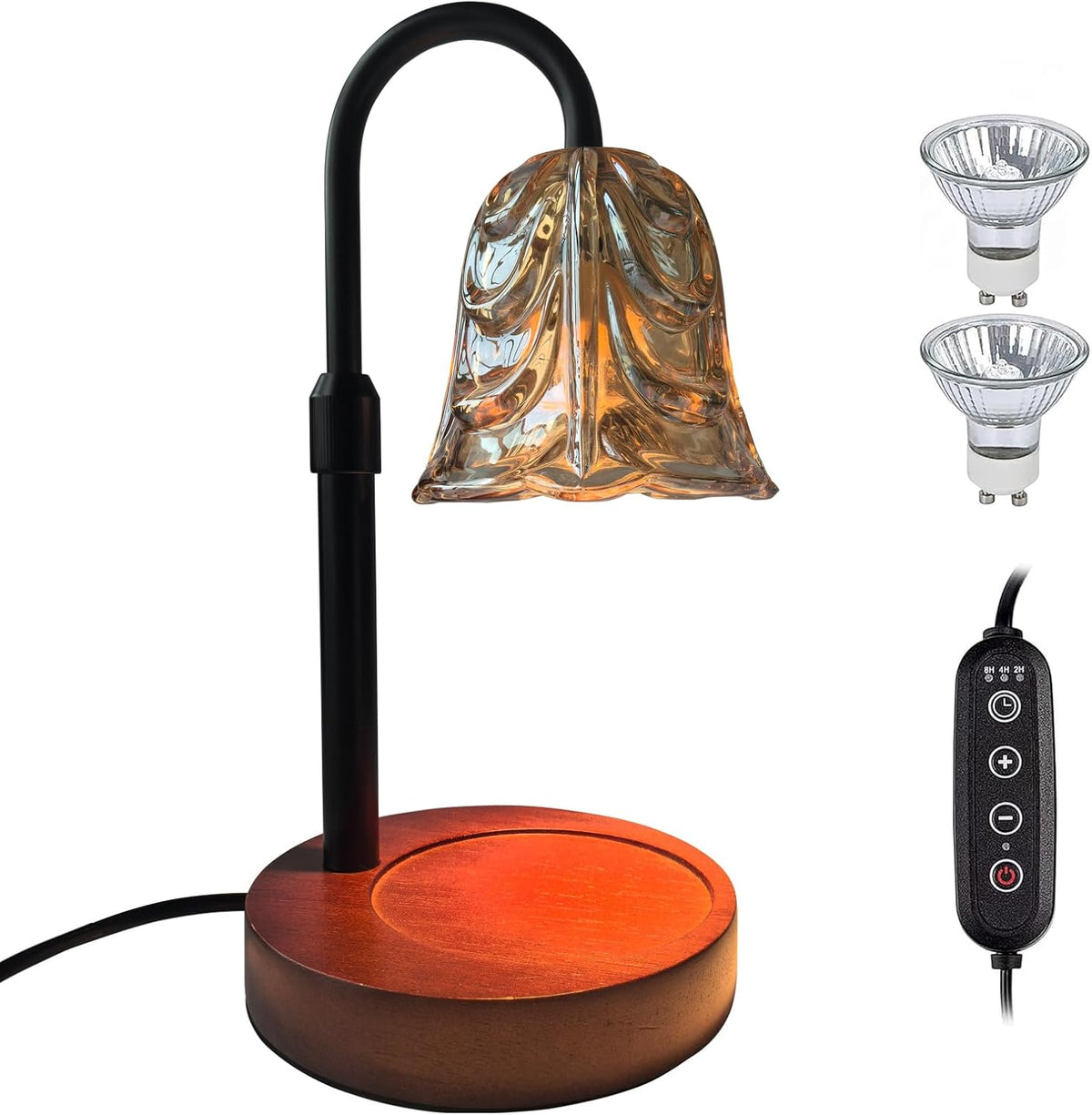 Candle Warmer Lamp with Timer and Dimmer - Adjustable Height Wax Melt Warmer, 4 Brightness Levels